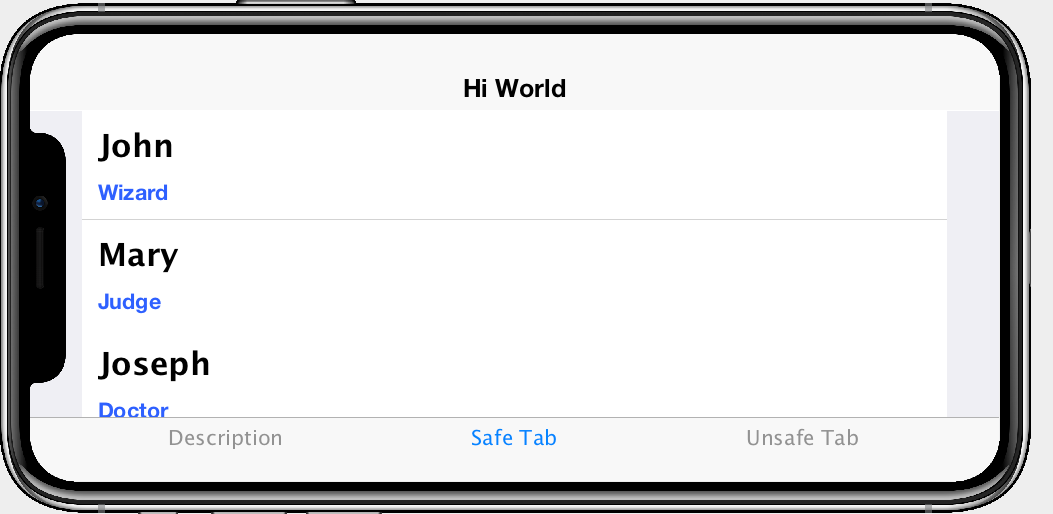 Tabs with safe-area padding enabled